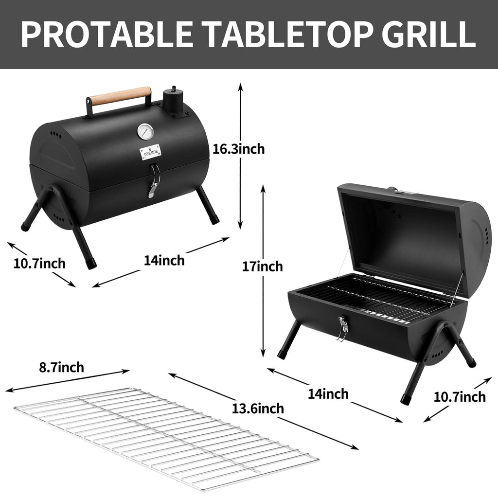Charcoal Grill for Outdoor BBQ Smoker Portable Tabletop BBQ Grill,GREEN