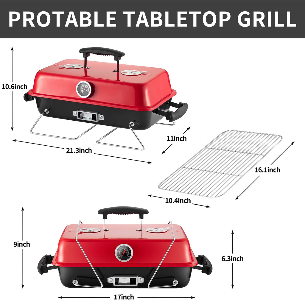 Charcoal Grill for Outdoor BBQ Smoker Portable Tabletop BBQ Grill,GREEN