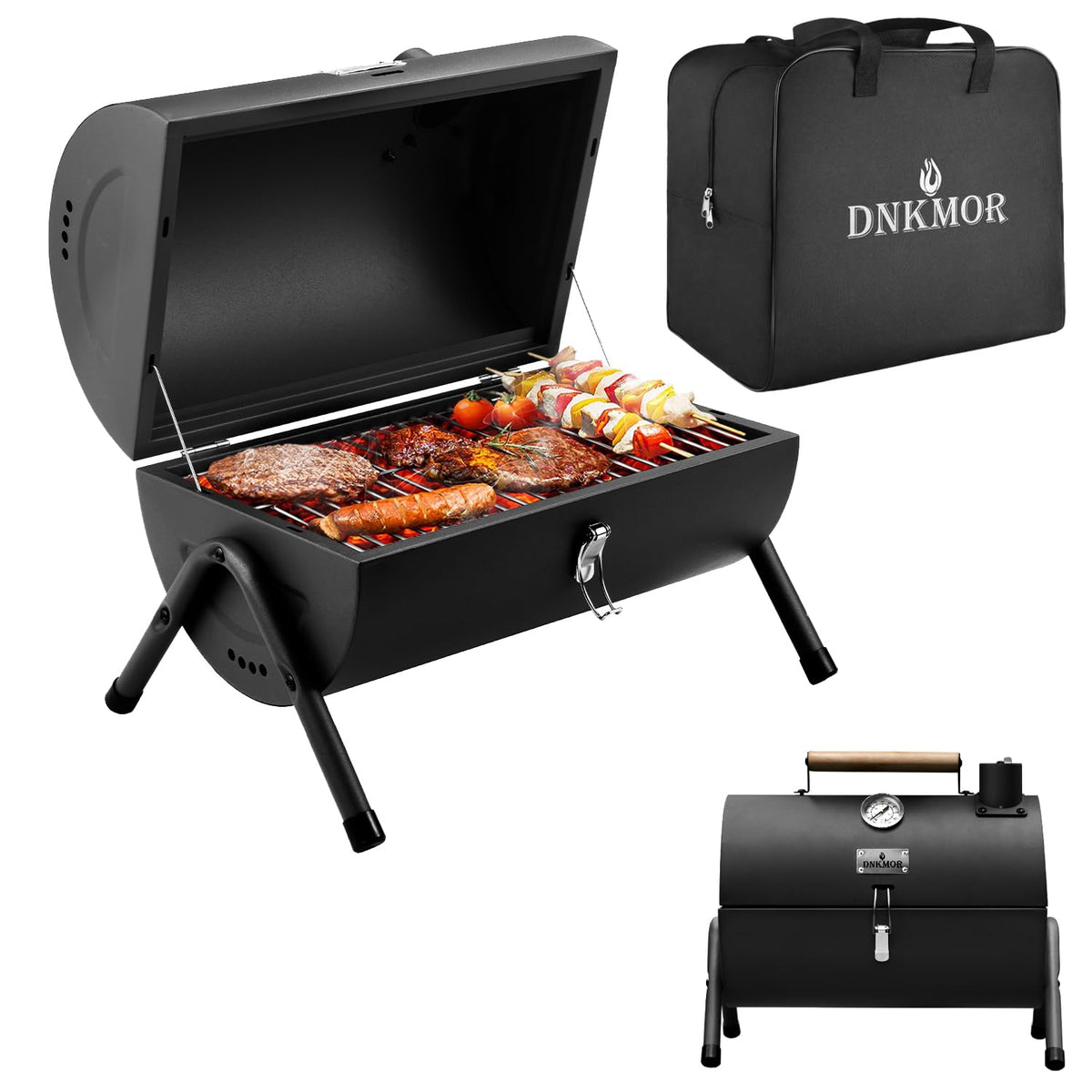Charcoal Grill for Outdoor BBQ Smoker Portable Tabletop BBQ Grill,GREEN