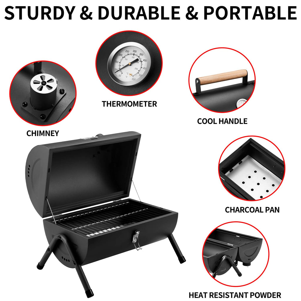 Charcoal Grill for Outdoor BBQ Smoker Portable Tabletop BBQ Grill,GREEN