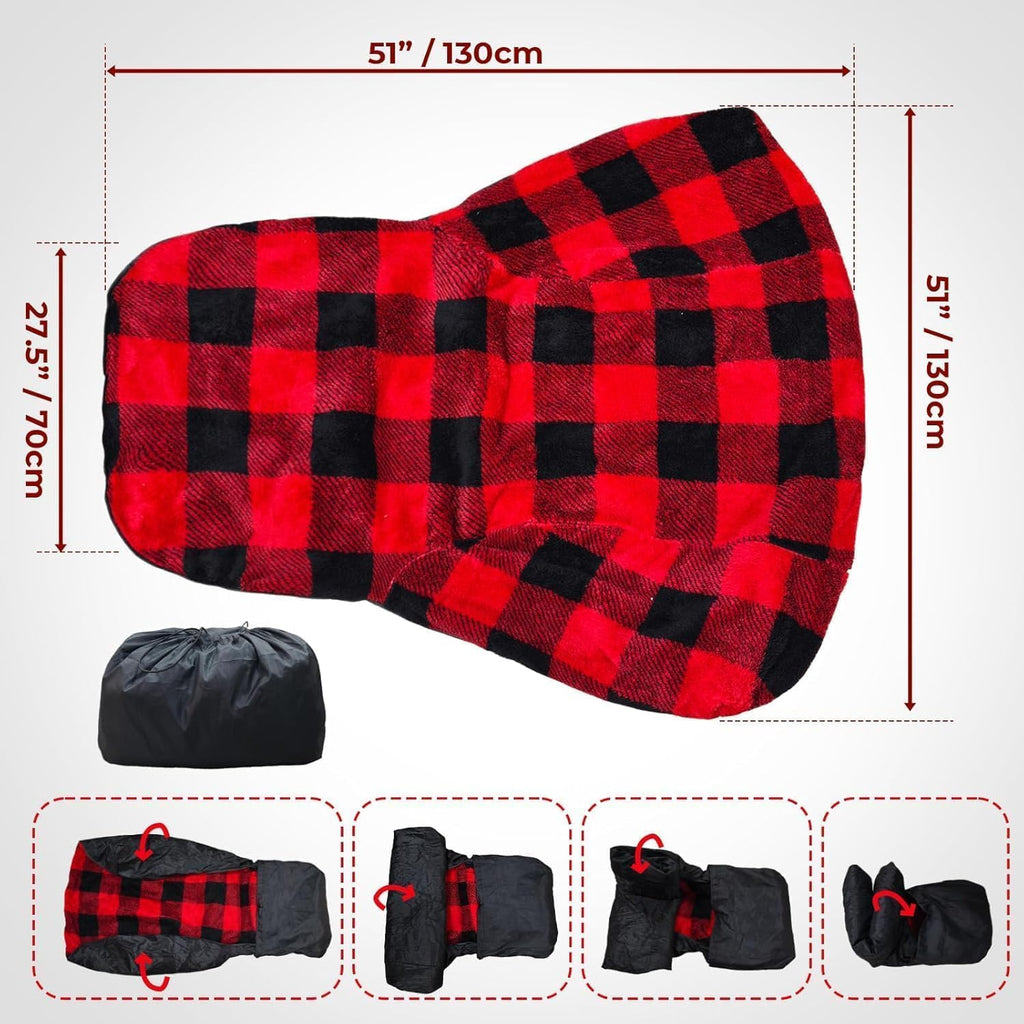 Waterproof Double Sided Chair Blanket, Cozy Sherpa Camping Blanket, Folding Outdoor Chair Covers for Patio, Lawn, Bonfire, Pool & Office Chairs, Red