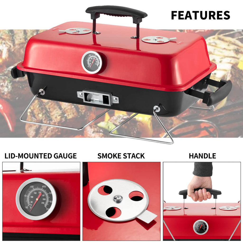 Charcoal Grill for Outdoor BBQ Smoker Portable Tabletop BBQ Grill,GREEN
