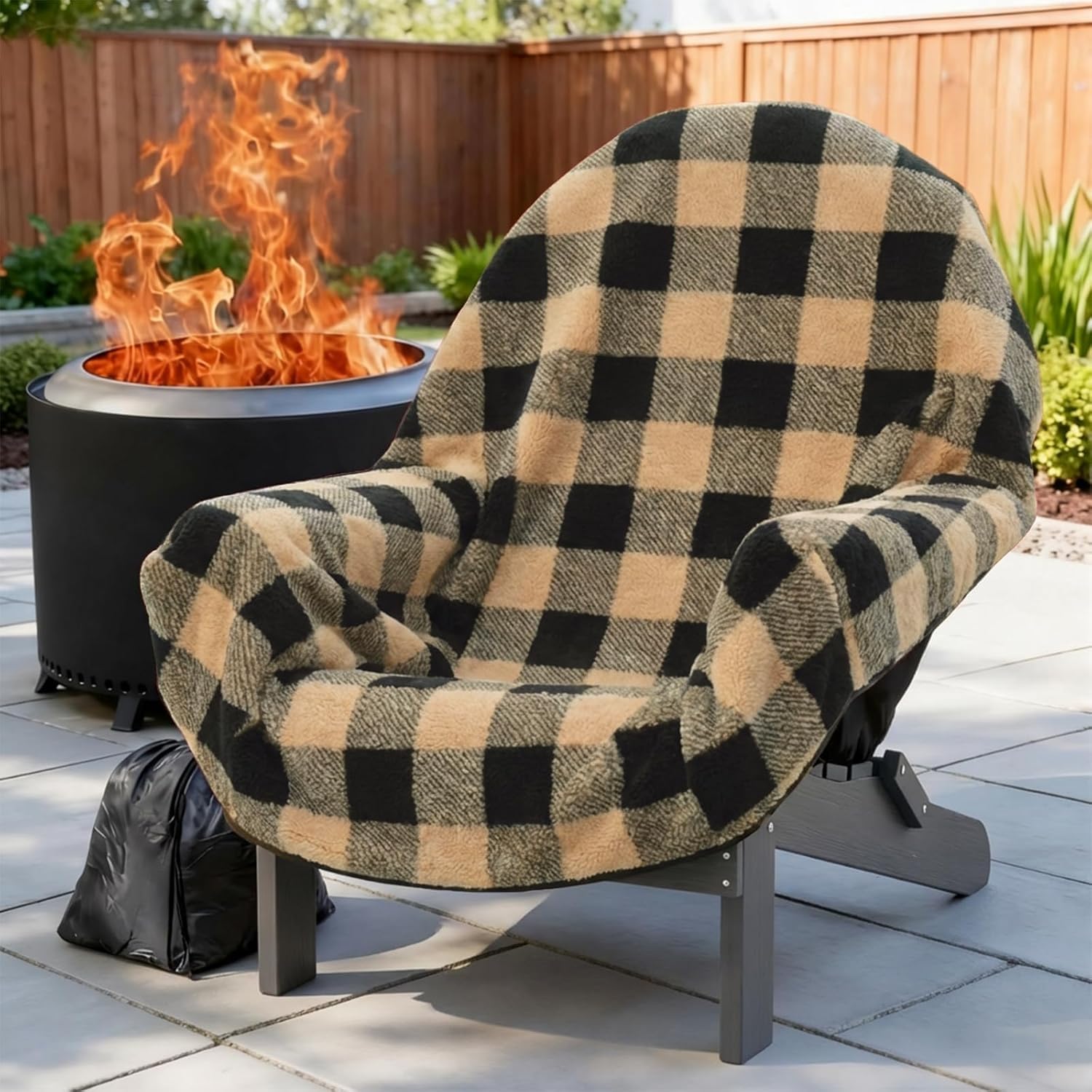 Waterproof Double Sided Chair Blanket, Cozy Sherpa Camping Blanket, Folding Outdoor Chair Covers for Patio, Lawn, Bonfire, Pool & Office Chairs, Red