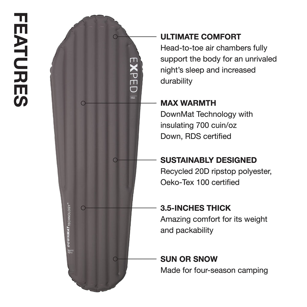 Exped Ultra - Ultralight Inflatable Backpacking Sleeping Pad, Lightweight Air Mat for Camping and Hiking