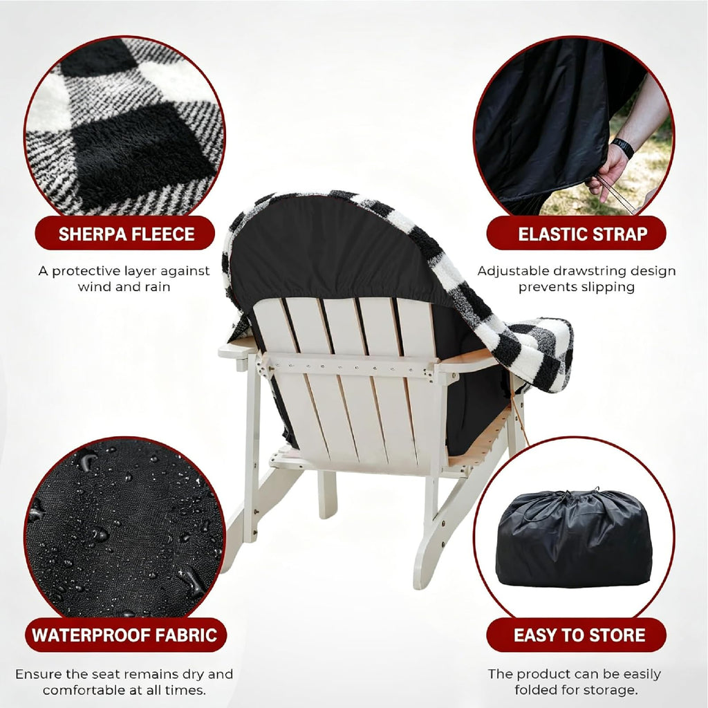 Waterproof Double Sided Chair Blanket, Cozy Sherpa Camping Blanket, Folding Outdoor Chair Covers for Patio, Lawn, Bonfire, Pool & Office Chairs, Red