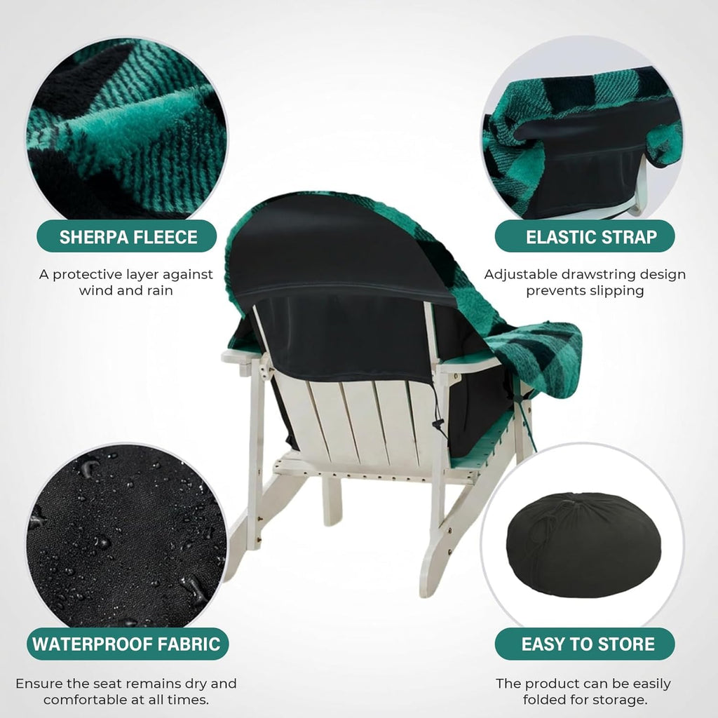 Waterproof Double Sided Chair Blanket, Cozy Sherpa Camping Blanket, Folding Outdoor Chair Covers for Patio, Lawn, Bonfire, Pool & Office Chairs, Red
