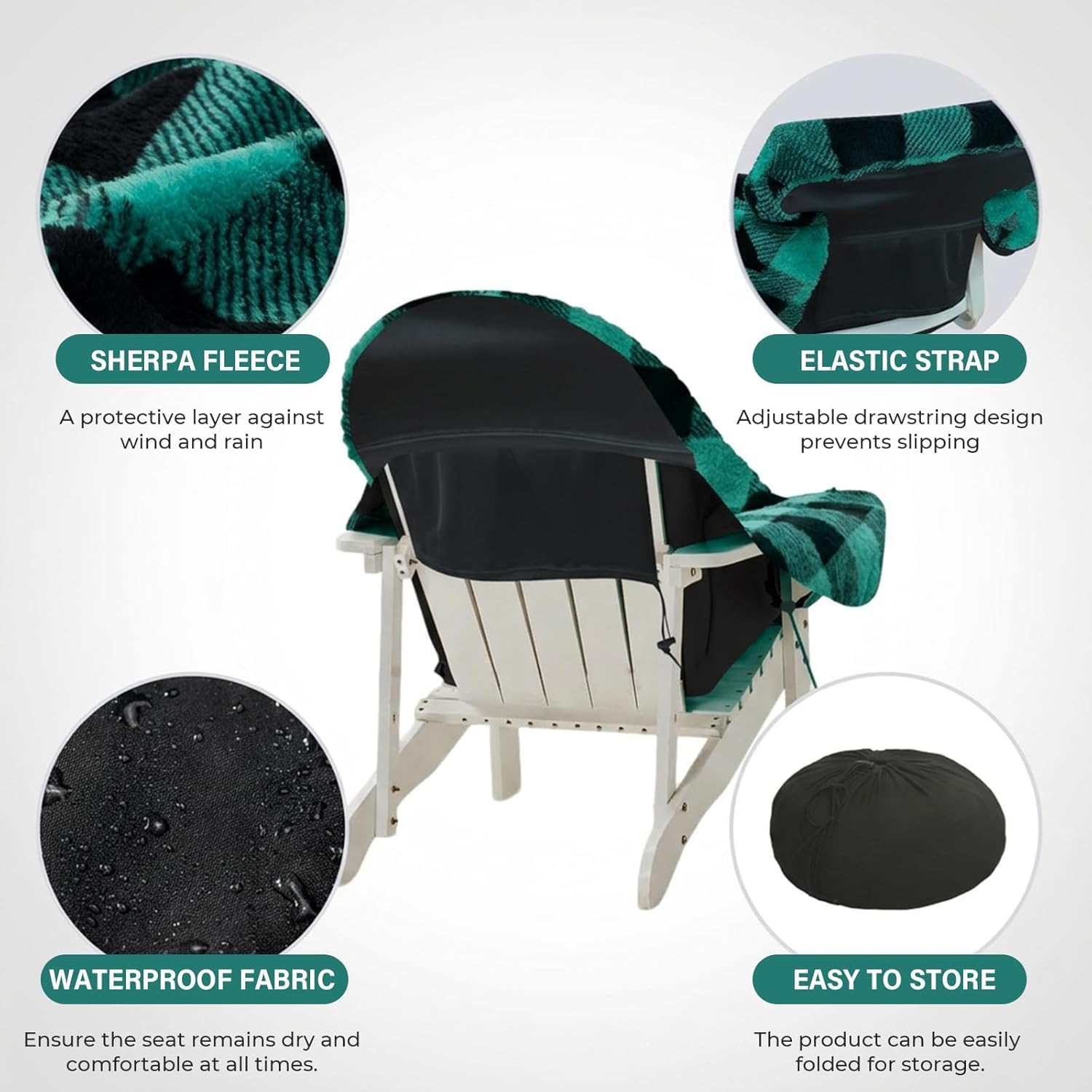 Waterproof Double Sided Chair Blanket, Cozy Sherpa Camping Blanket, Folding Outdoor Chair Covers for Patio, Lawn, Bonfire, Pool & Office Chairs, Red