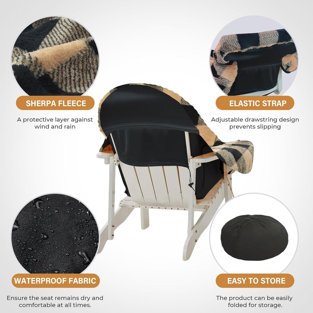 Waterproof Double Sided Chair Blanket, Cozy Sherpa Camping Blanket, Folding Outdoor Chair Covers for Patio, Lawn, Bonfire, Pool & Office Chairs, Red