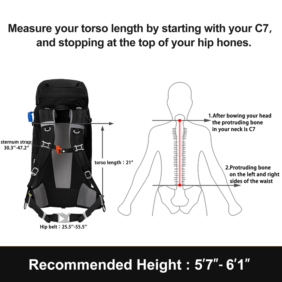 N NEVO RHINO Internal Frame Hiking Backpack 50/60/65/70/80L with Rain Cover