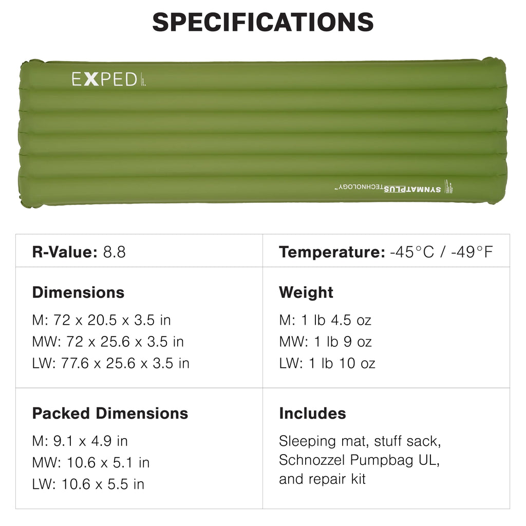 Exped Ultra - Ultralight Inflatable Backpacking Sleeping Pad, Lightweight Air Mat for Camping and Hiking