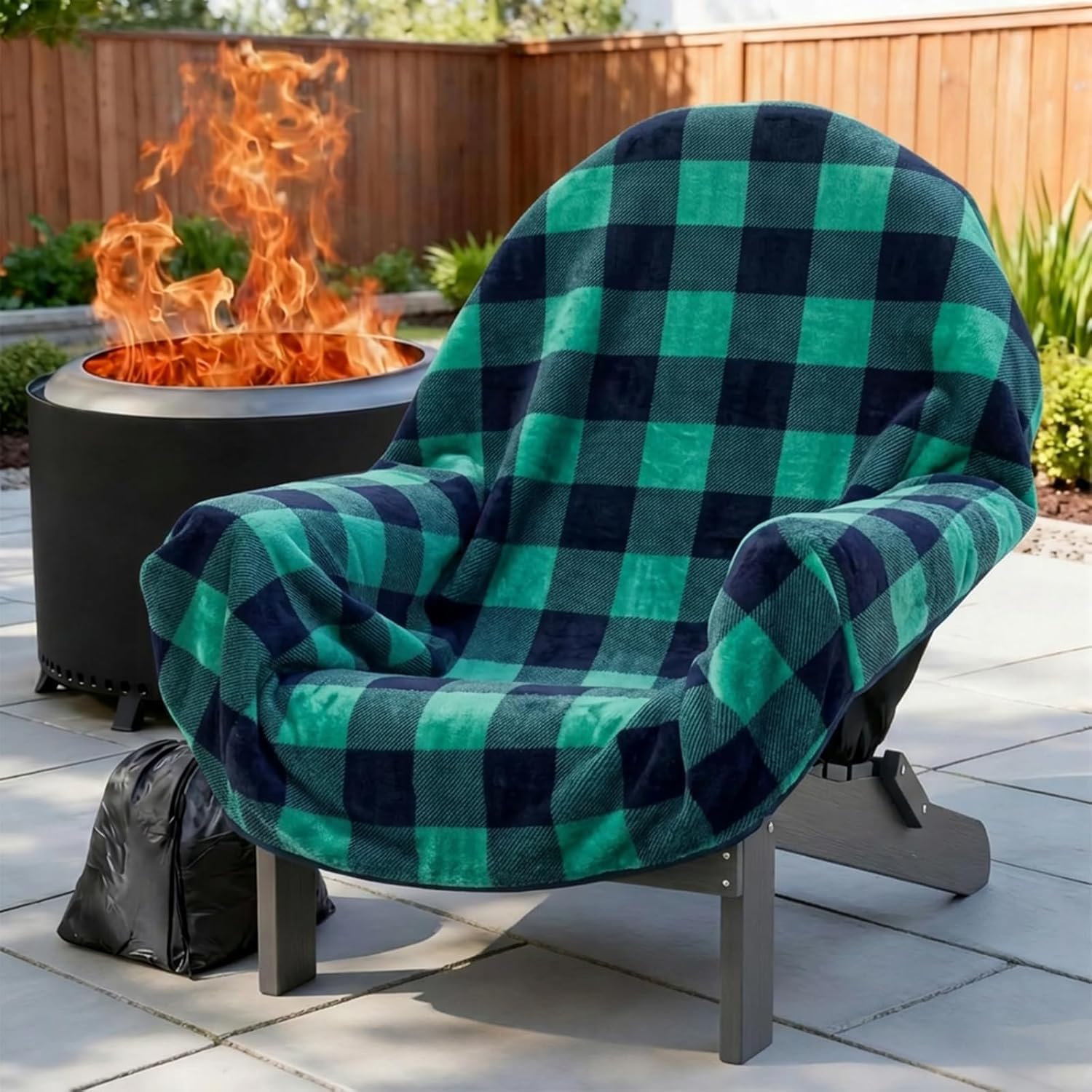 Waterproof Double Sided Chair Blanket, Cozy Sherpa Camping Blanket, Folding Outdoor Chair Covers for Patio, Lawn, Bonfire, Pool & Office Chairs, Red