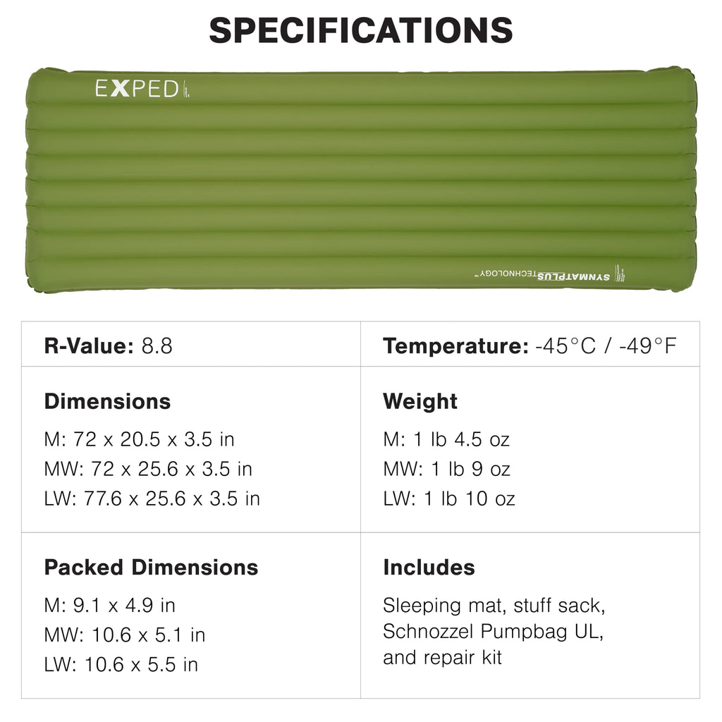 Exped Ultra - Ultralight Inflatable Backpacking Sleeping Pad, Lightweight Air Mat for Camping and Hiking