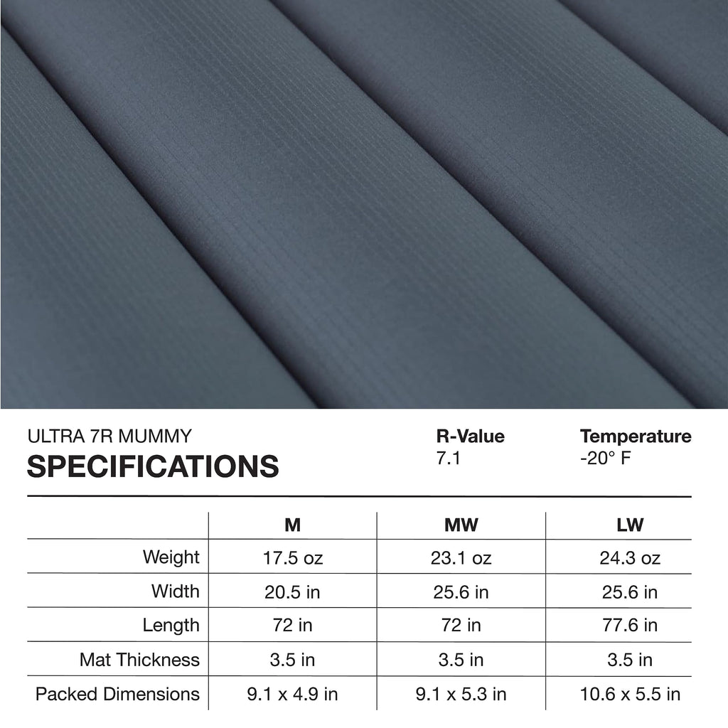 Exped Ultra - Ultralight Inflatable Backpacking Sleeping Pad, Lightweight Air Mat for Camping and Hiking