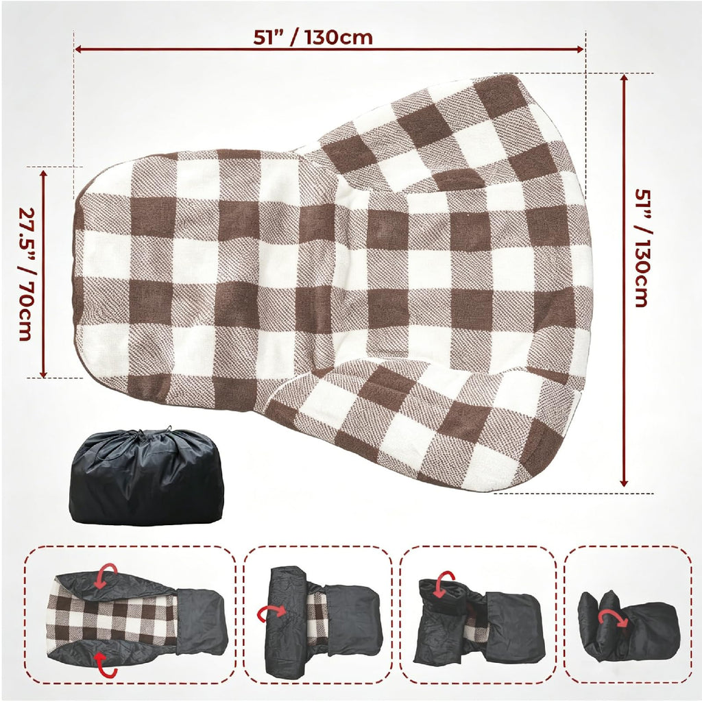 Waterproof Double Sided Chair Blanket, Cozy Sherpa Camping Blanket, Folding Outdoor Chair Covers for Patio, Lawn, Bonfire, Pool & Office Chairs, Red