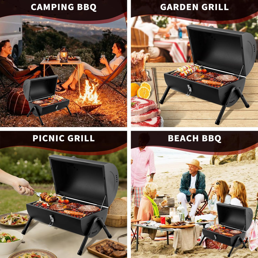 Charcoal Grill for Outdoor BBQ Smoker Portable Tabletop BBQ Grill,GREEN