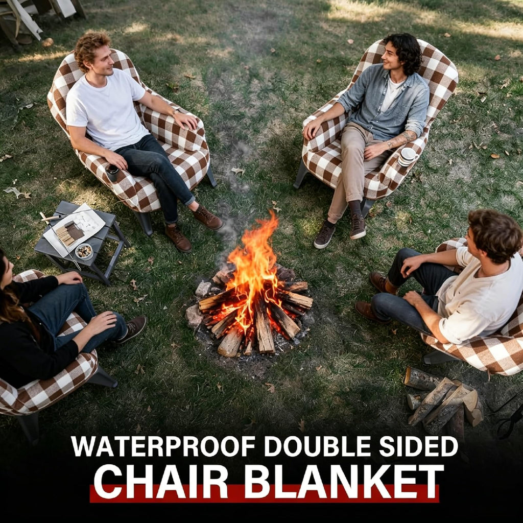Waterproof Double Sided Chair Blanket, Cozy Sherpa Camping Blanket, Folding Outdoor Chair Covers for Patio, Lawn, Bonfire, Pool & Office Chairs, Red