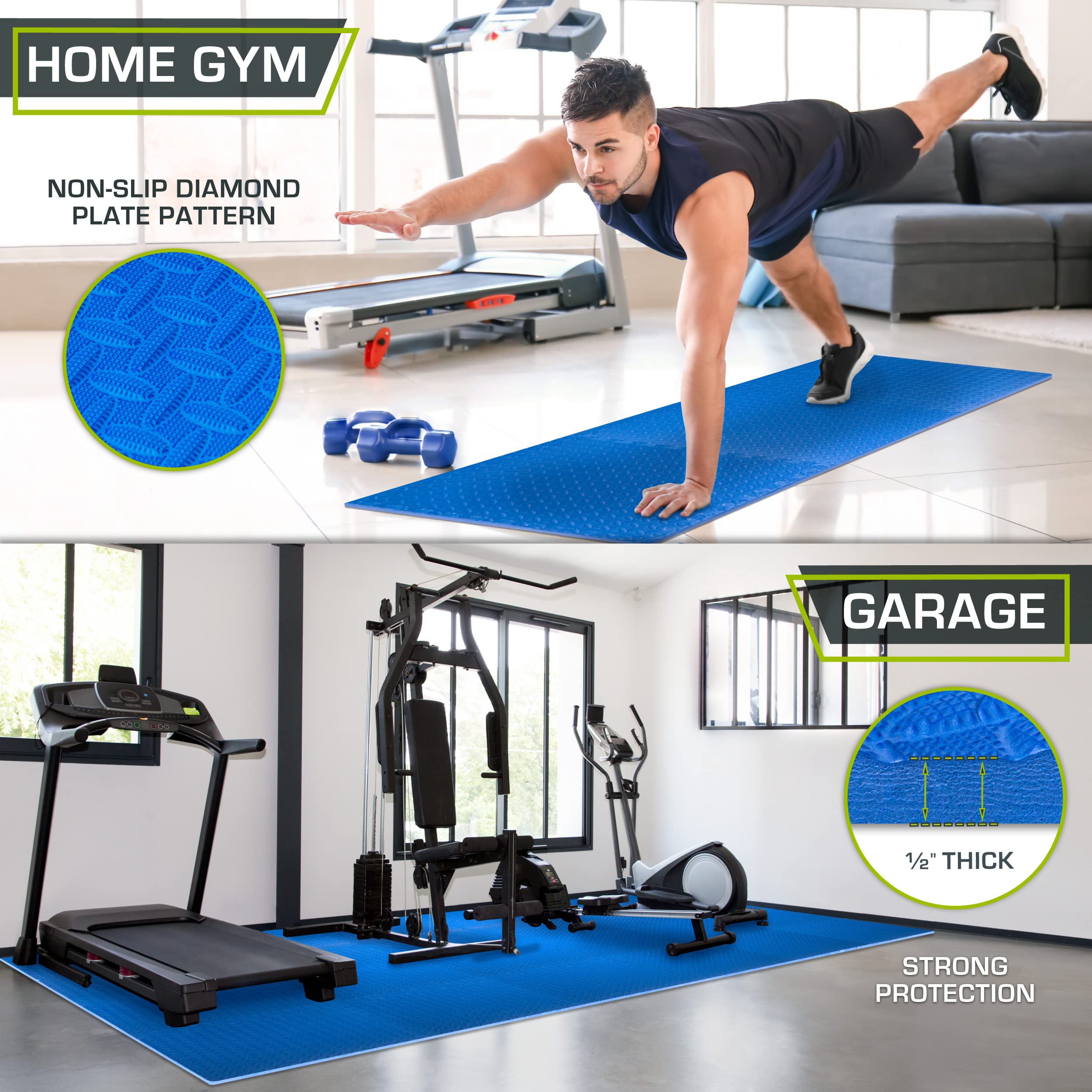 ProsourceFit Exercise Puzzle Mat ½-inch, EVA Interlocking Foam Floor Tiles for Home Gym, Workout Equipment, Kids Play Areas, Black, 48 SQ FT - 12 Tiles