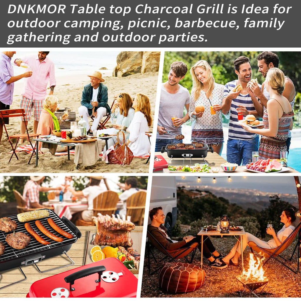 Charcoal Grill for Outdoor BBQ Smoker Portable Tabletop BBQ Grill,GREEN