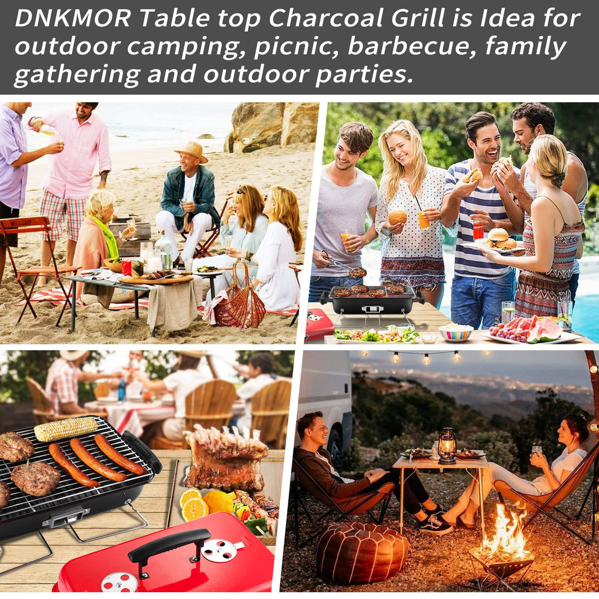 Charcoal Grill for Outdoor BBQ Smoker Portable Tabletop BBQ Grill,GREEN
