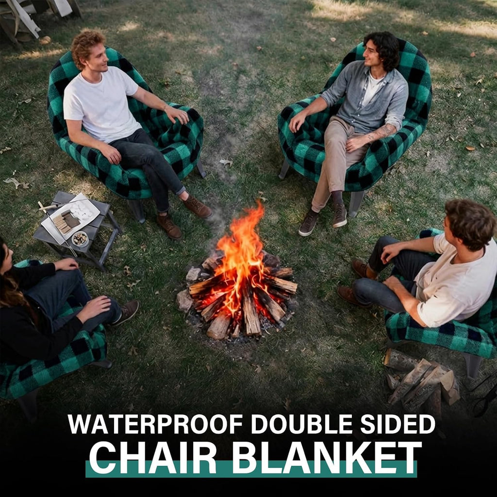Waterproof Double Sided Chair Blanket, Cozy Sherpa Camping Blanket, Folding Outdoor Chair Covers for Patio, Lawn, Bonfire, Pool & Office Chairs, Red