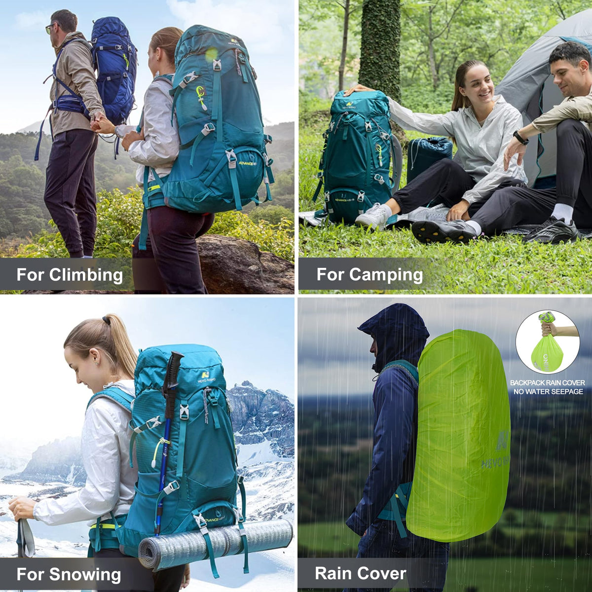 N NEVO RHINO Internal Frame Hiking Backpack 50/60/65/70/80L with Rain Cover