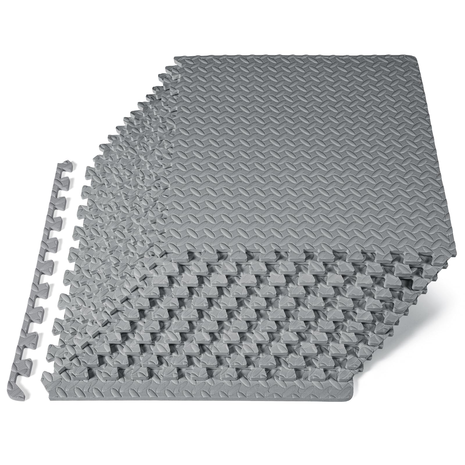 ProsourceFit Exercise Puzzle Mat ½-inch, EVA Interlocking Foam Floor Tiles for Home Gym, Workout Equipment, Kids Play Areas, Black, 48 SQ FT - 12 Tiles