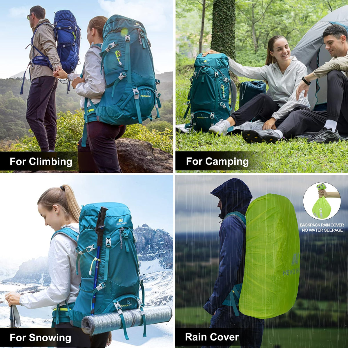N NEVO RHINO Internal Frame Hiking Backpack 50/60/65/70/80L with Rain Cover