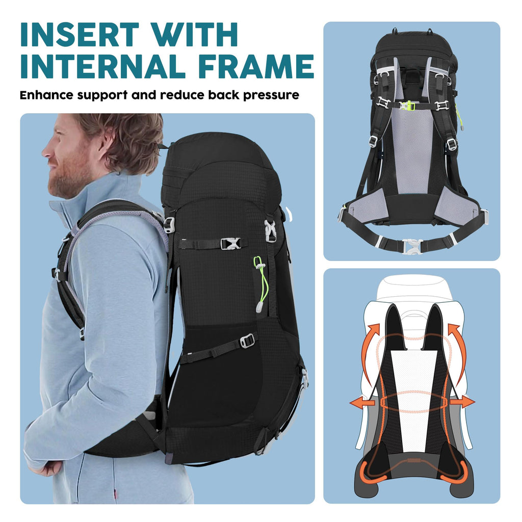 N NEVO RHINO Internal Frame Hiking Backpack 50/60/65/70/80L with Rain Cover