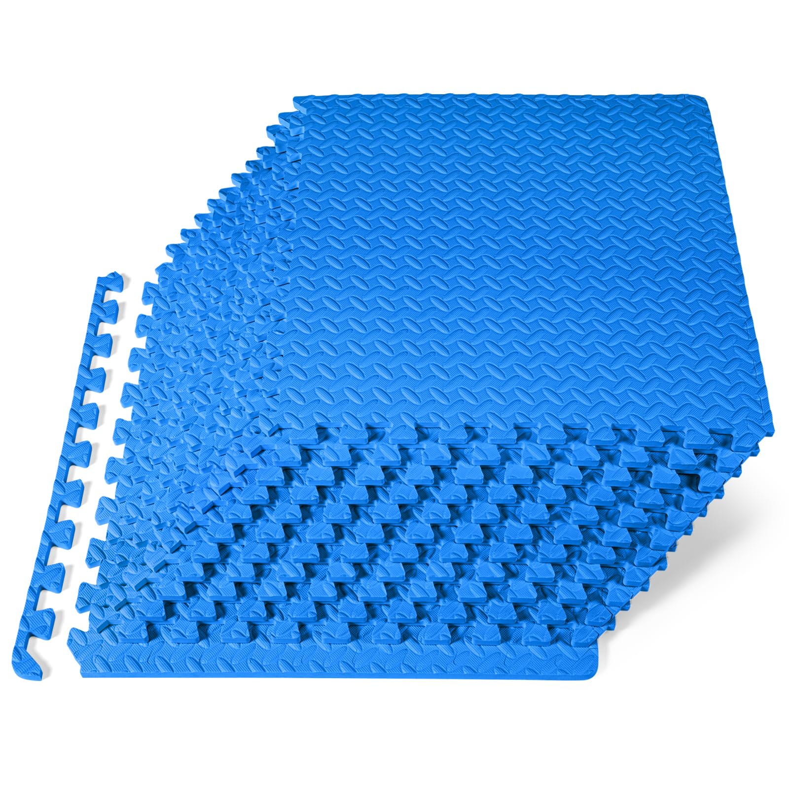 ProsourceFit Exercise Puzzle Mat ½-inch, EVA Interlocking Foam Floor Tiles for Home Gym, Workout Equipment, Kids Play Areas, Black, 48 SQ FT - 12 Tiles