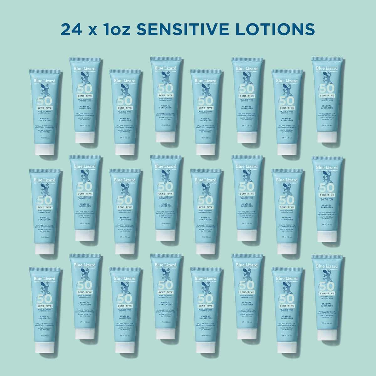 Blue Lizard Sensitive Mineral SPF 50 Sunscreen Lotion, 100% Mineral Sunscreen, UVA/UVB Protection, Infused with organic Aloe Vera, Soothes and Hydrates, 5 fl oz