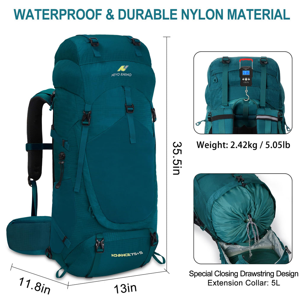 N NEVO RHINO Internal Frame Hiking Backpack 50/60/65/70/80L with Rain Cover