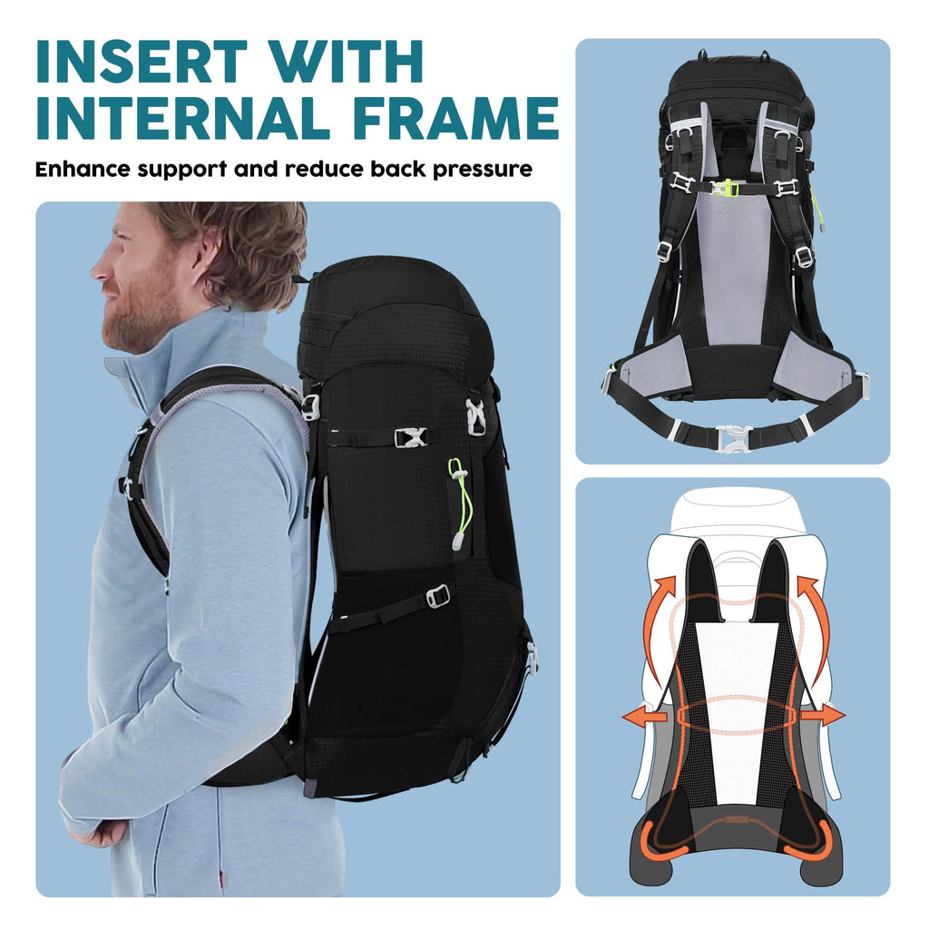 N NEVO RHINO Internal Frame Hiking Backpack 50/60/65/70/80L with Rain Cover