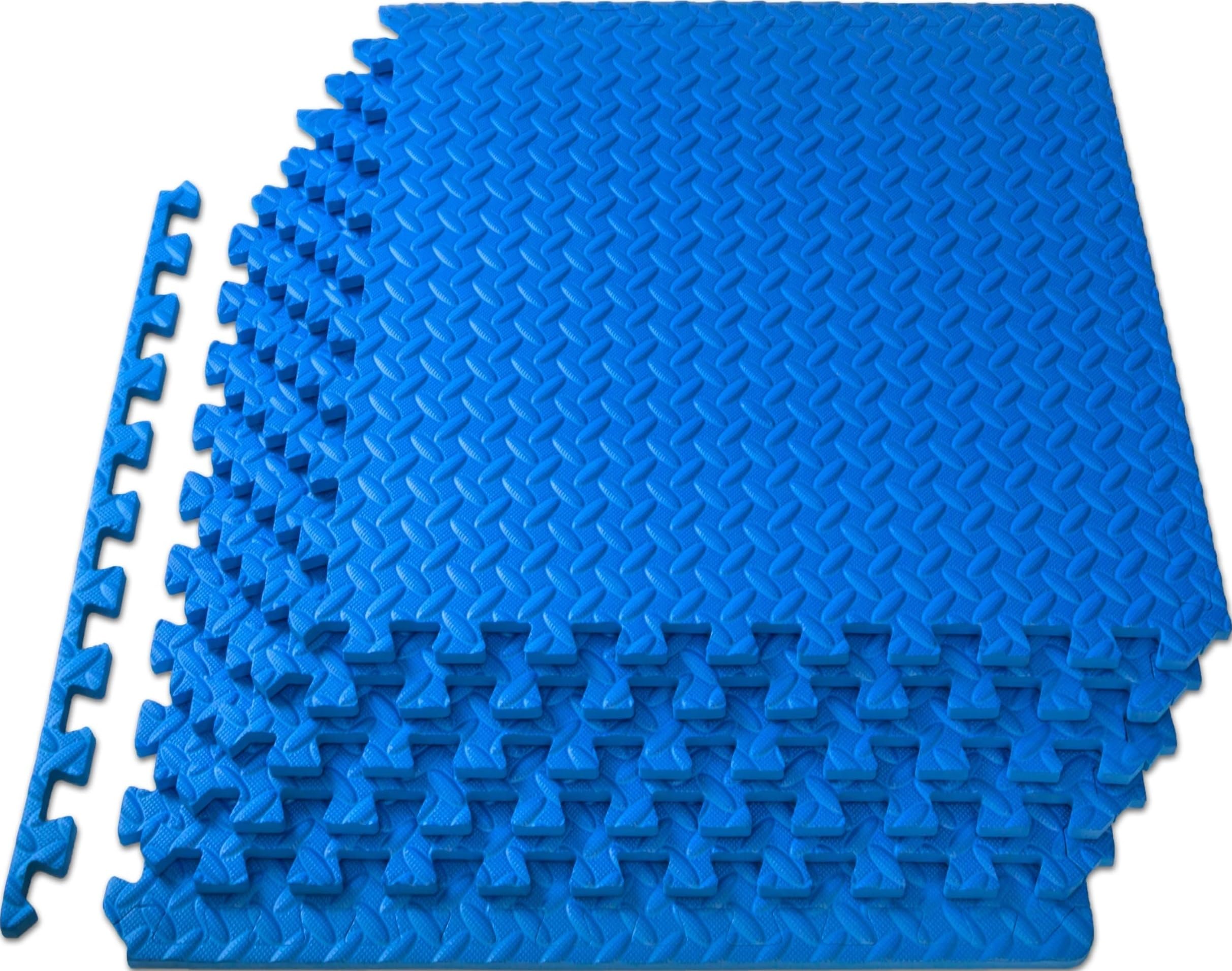 ProsourceFit Exercise Puzzle Mat ½-inch, EVA Interlocking Foam Floor Tiles for Home Gym, Workout Equipment, Kids Play Areas, Black, 48 SQ FT - 12 Tiles