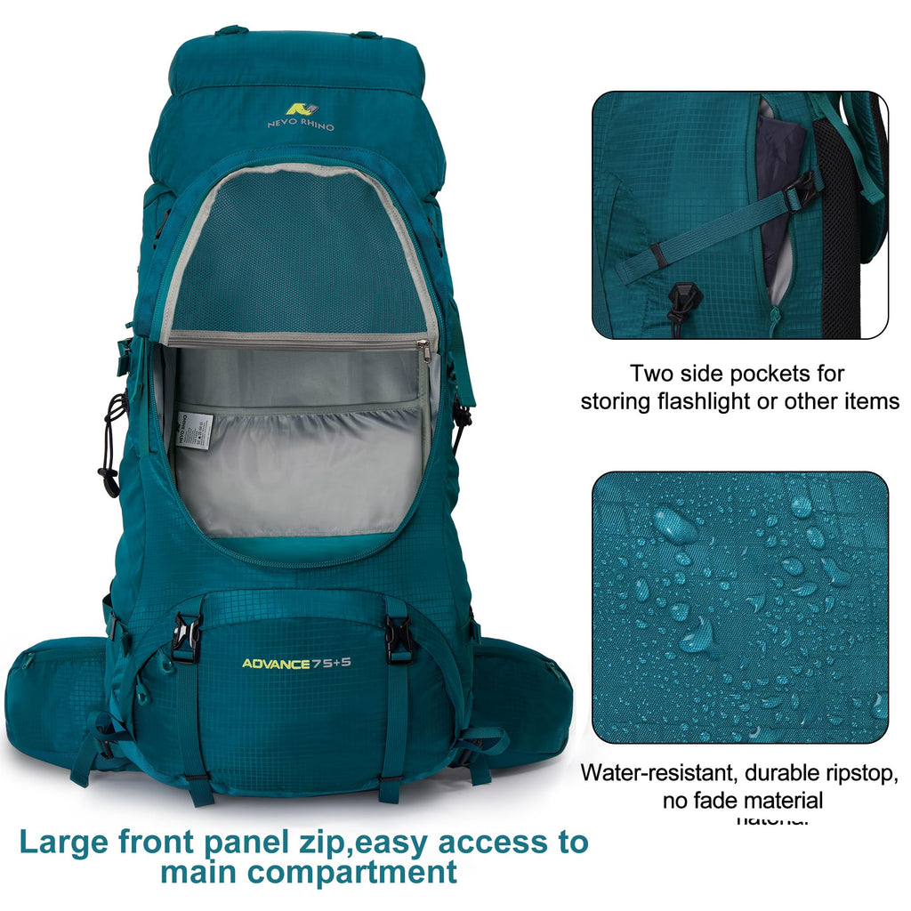N NEVO RHINO Internal Frame Hiking Backpack 50/60/65/70/80L with Rain Cover