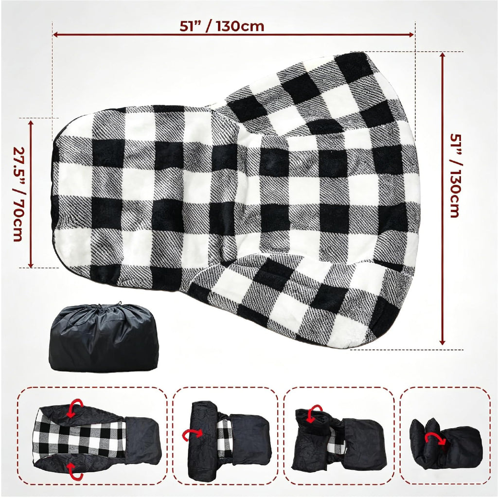 Waterproof Double Sided Chair Blanket, Cozy Sherpa Camping Blanket, Folding Outdoor Chair Covers for Patio, Lawn, Bonfire, Pool & Office Chairs, Red