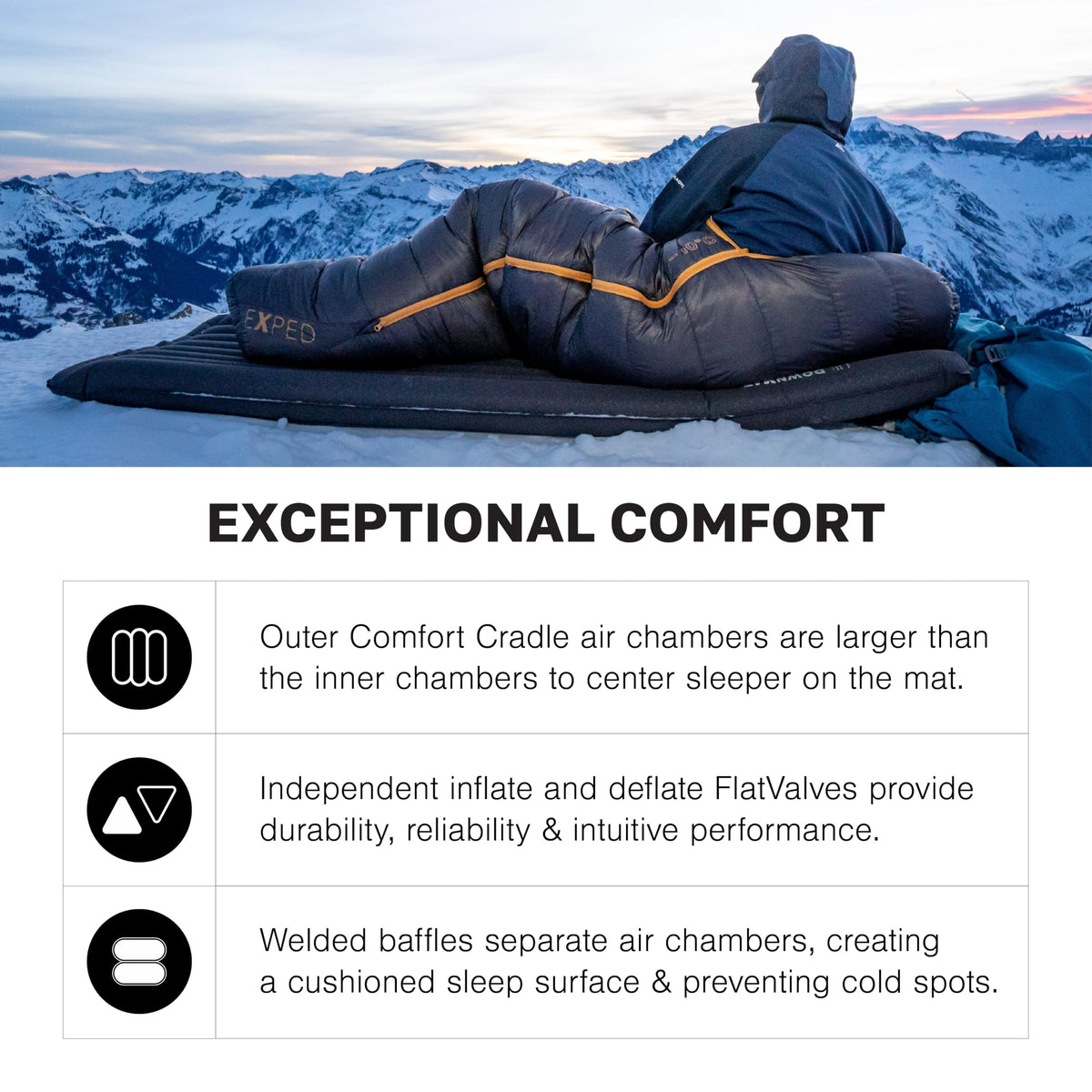 Exped Ultra - Ultralight Inflatable Backpacking Sleeping Pad, Lightweight Air Mat for Camping and Hiking