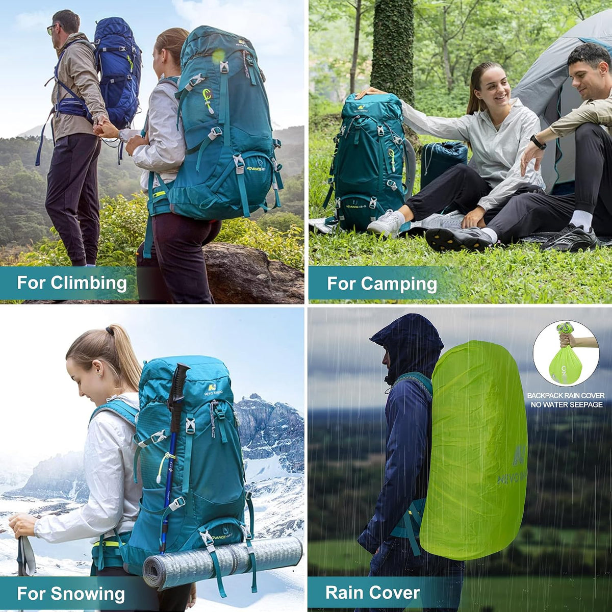 N NEVO RHINO Internal Frame Hiking Backpack 50/60/65/70/80L with Rain Cover