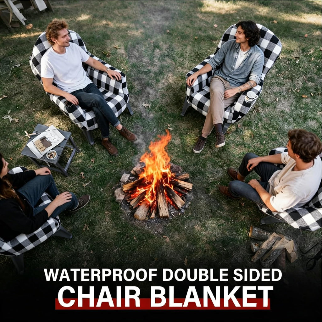 Waterproof Double Sided Chair Blanket, Cozy Sherpa Camping Blanket, Folding Outdoor Chair Covers for Patio, Lawn, Bonfire, Pool & Office Chairs, Red