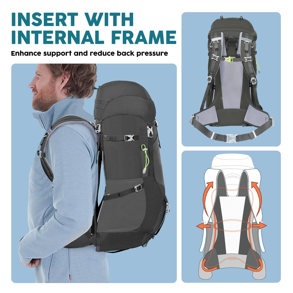 N NEVO RHINO Internal Frame Hiking Backpack 50/60/65/70/80L with Rain Cover
