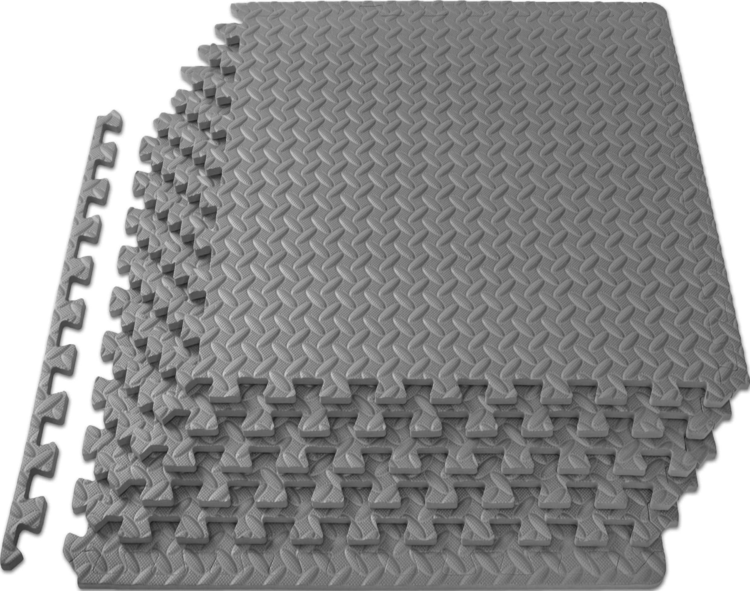 ProsourceFit Exercise Puzzle Mat ½-inch, EVA Interlocking Foam Floor Tiles for Home Gym, Workout Equipment, Kids Play Areas, Black, 48 SQ FT - 12 Tiles