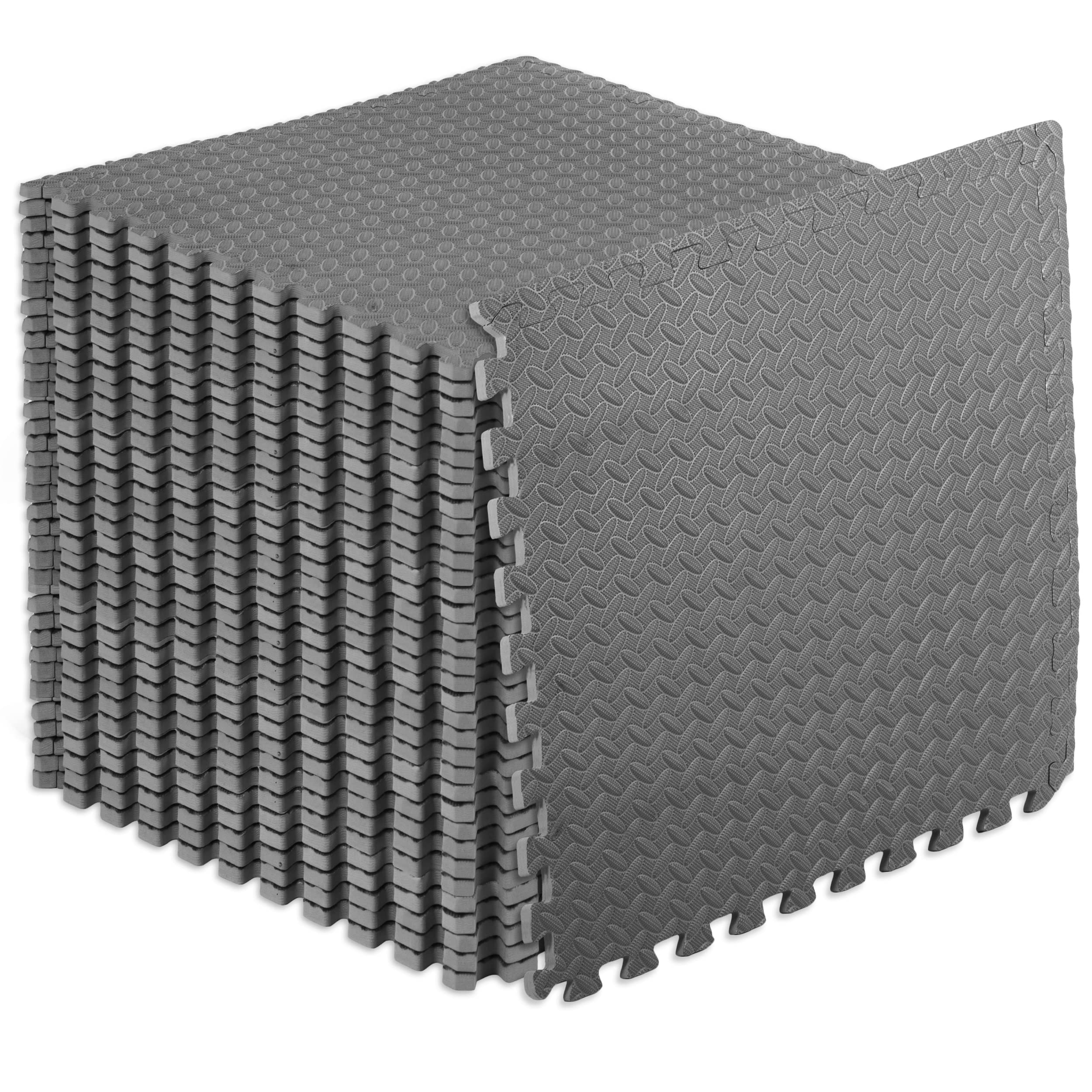 ProsourceFit Exercise Puzzle Mat ½-inch, EVA Interlocking Foam Floor Tiles for Home Gym, Workout Equipment, Kids Play Areas, Black, 48 SQ FT - 12 Tiles