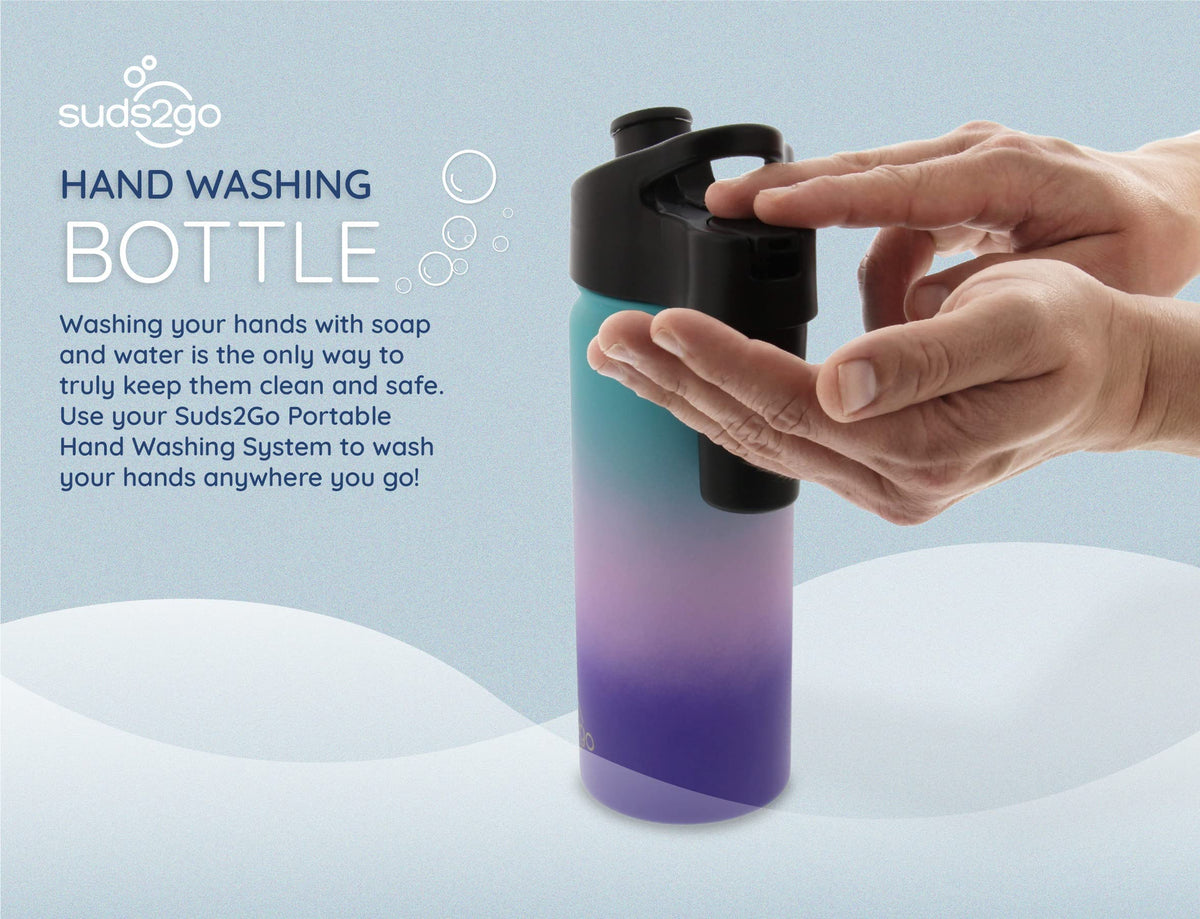 Suds2Go Stainless Steel Water Bottle and Portable Hand Washing Station, Insulated Leakproof Bottle with Foam Dispenser for Outdoor Use, As Seen on Shark Tank