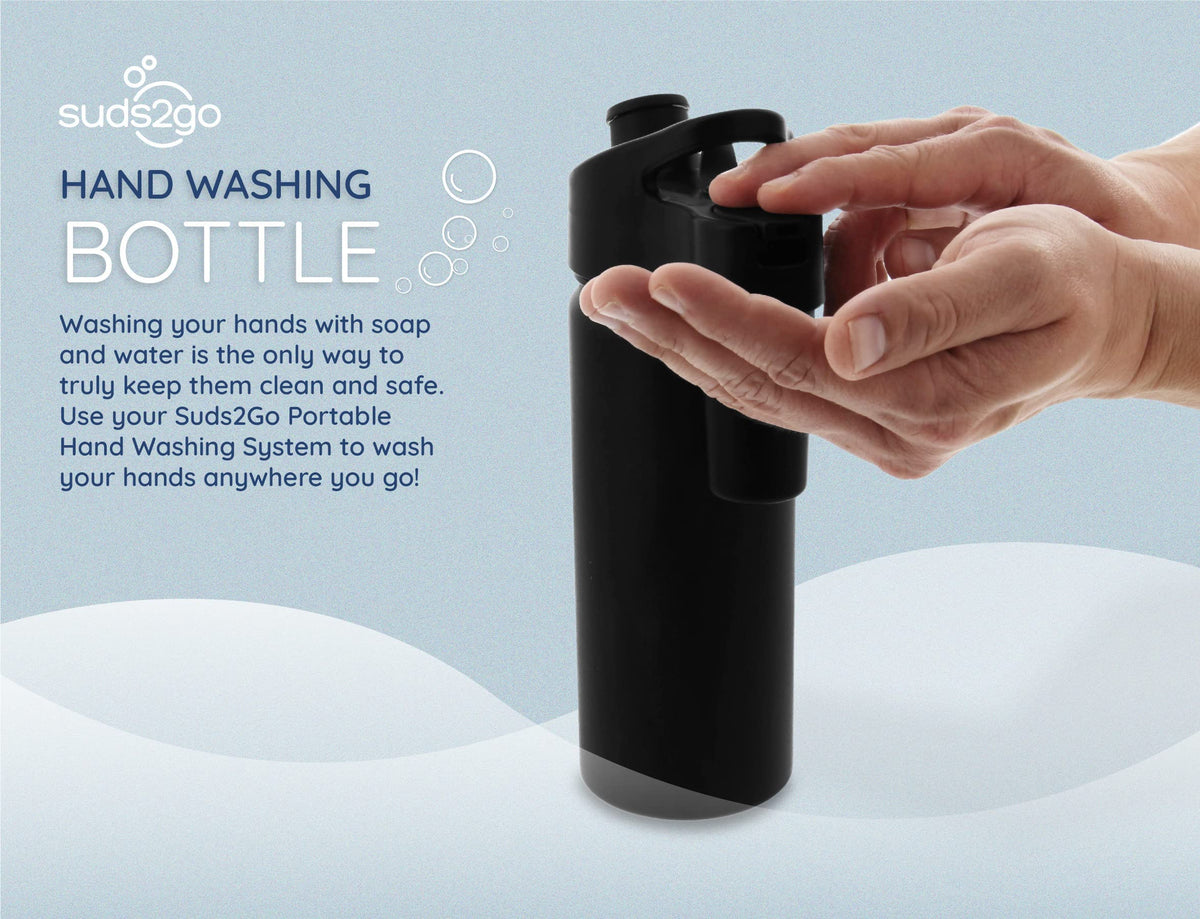 Suds2Go Stainless Steel Water Bottle and Portable Hand Washing Station, Insulated Leakproof Bottle with Foam Dispenser for Outdoor Use, As Seen on Shark Tank