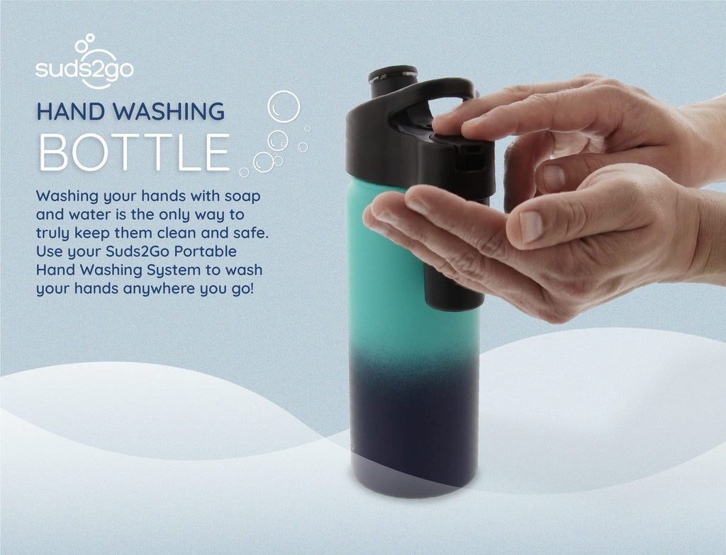 Suds2Go Stainless Steel Water Bottle and Portable Hand Washing Station, Insulated Leakproof Bottle with Foam Dispenser for Outdoor Use, As Seen on Shark Tank