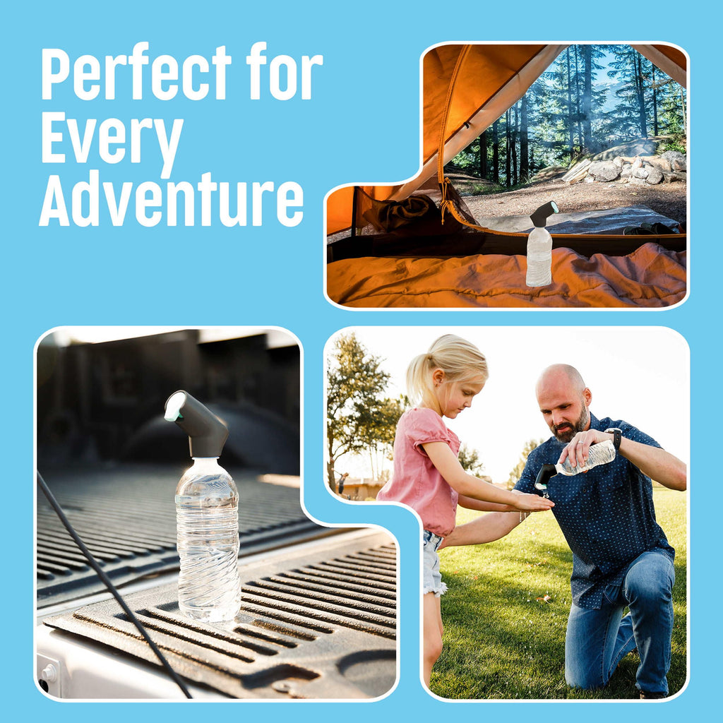 Suds2Go Refillable Caps, 2 Pack - Universal Fit Turns Most Disposable Water Bottles Into A Hand Washing Station - Includes Refillable Soap Reservoir - Conveniently Sized to Take on The Go