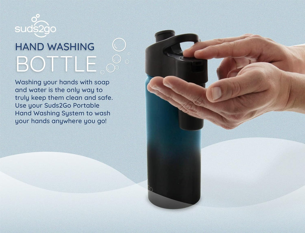 Suds2Go Stainless Steel Water Bottle and Portable Hand Washing Station, Insulated Leakproof Bottle with Foam Dispenser for Outdoor Use, As Seen on Shark Tank
