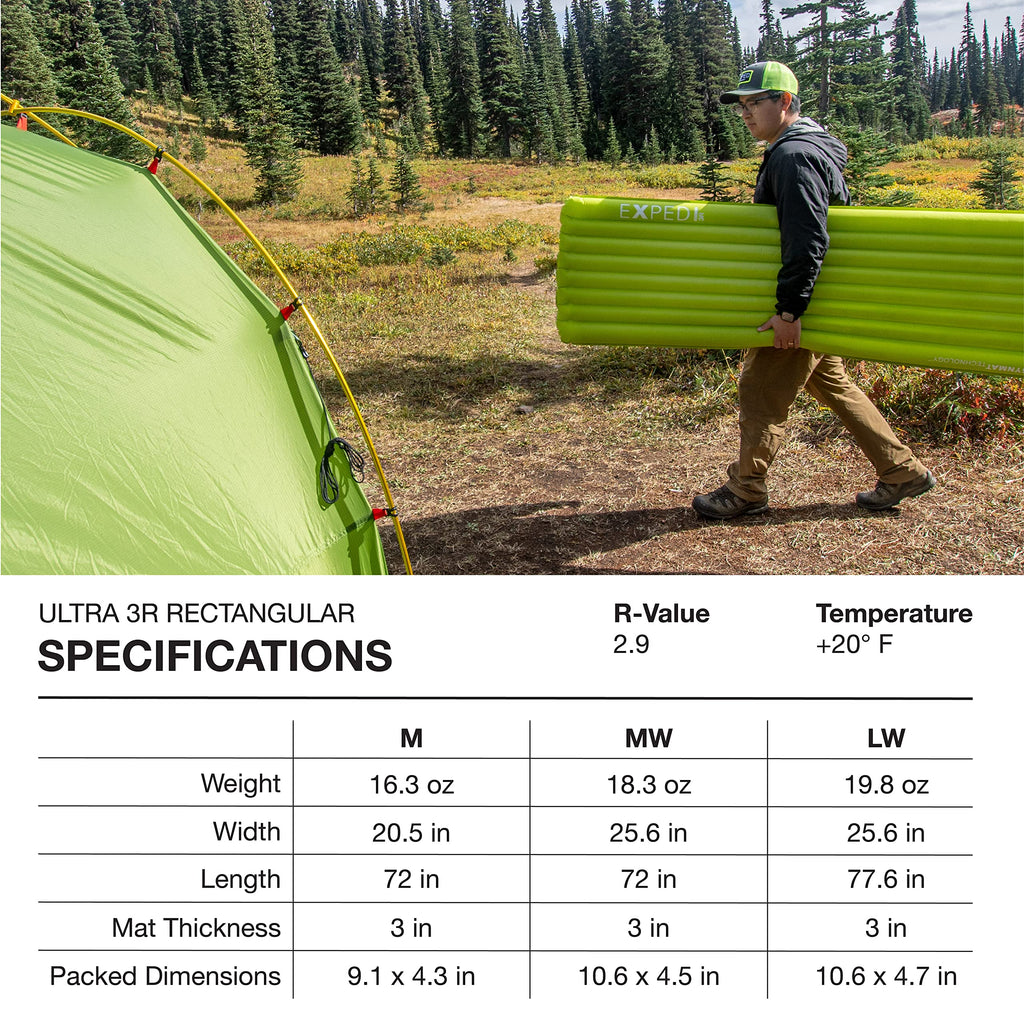Exped Ultra - Ultralight Inflatable Backpacking Sleeping Pad, Lightweight Air Mat for Camping and Hiking
